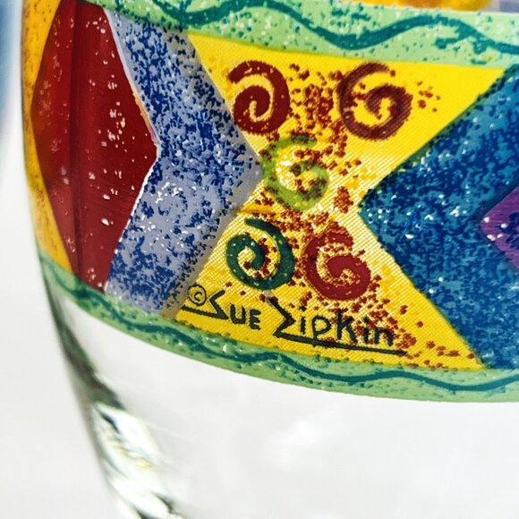 Sango Stemmed Goblets Potpourri by Sue Zipkin Set of TWO Glassware 14 oz. - Picture 3 of 7